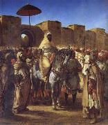 Eugene Delacroix Mulay Abd al-Rahman,Sultan of Morocco,Leaving his palace in Meknes,Surrounded by his Guard and his Chief Officers China oil painting reproduction